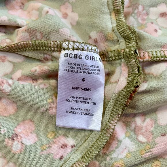 BCBG GIRLS Summer Short-Sleeve Kids Floral Dress | Green/Pink | 4 - Picture 4 of 5